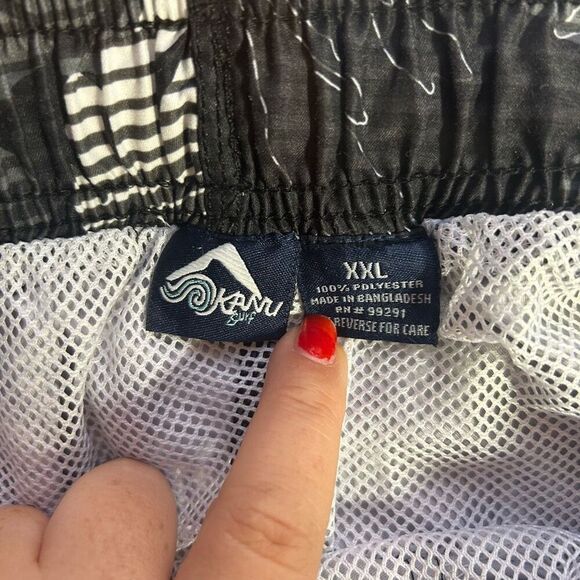 Kanu Surf XXL Swim Trunks Black White Tropical Print - Picture 3 of 3